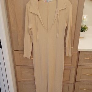 Beige Maxi Sweater Dress